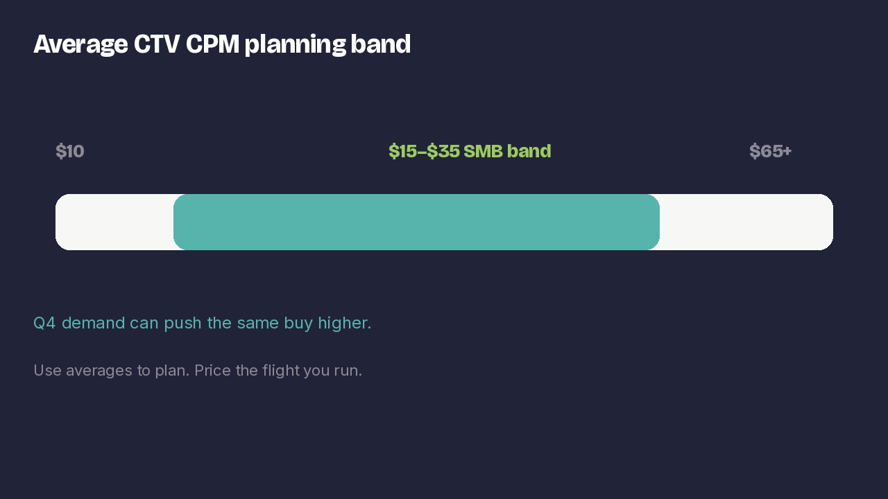 Average CTV CPM planning band for small businesses